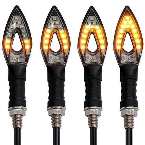 Kinstecks 4PCS Motorcycle Indicators Flowing Turn Signal Lights Motorbike Turning Indicators 12V 14 LEDs Bulbs for Motorcycle Motorbike Scooter Quad Cruiser Off Road