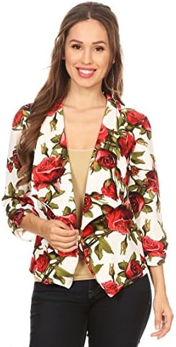 Women's Solid & Printed Open Blazer Cardigan Jacket/Made in USA
