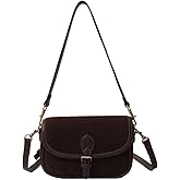 JOLILUNA Brown Suede Crossbody Bag - Trendy Satchel Purse for Women - Burgundy Wine Color - Fall