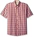Wrangler Authentics Men’s Short Sleeve Plaid Woven Shirt, Mecca Orange, L