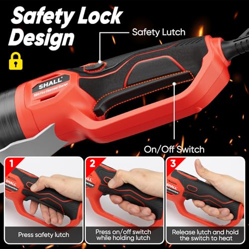SHALL Charcoal Lighters 2000W Hot Air Gun 1100℉ Heated Chemical Free for BBQ Smokers, Grill Lighters, Wood Fireplaces and Fire Pits