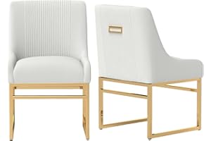 Kitchen & Dining Room Chairs Set of 2 Mid Century Modern Dining Chairs Upholstered Dining Chairs with Polished Gold Finish Me