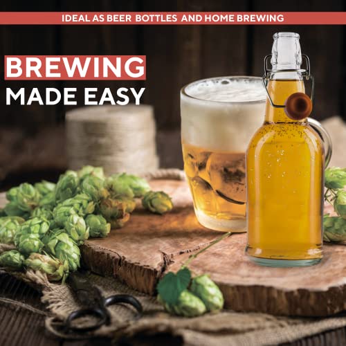 Chef's Star 16 Oz Empty Beer Bottles, Swing Top Glass Bottles, Flip Top