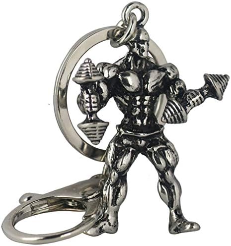 HYhy Fitness Metal Keychain Dumbbell Weight Gym Keyring Vintage Strong Man Bodybuilding Pendant Keychain