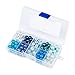 Pandahall Blue & White Color Transparent Crackle & Pearl Glass Bead Sets 10mm Round Loose Spacer Beads About 100pcs/box