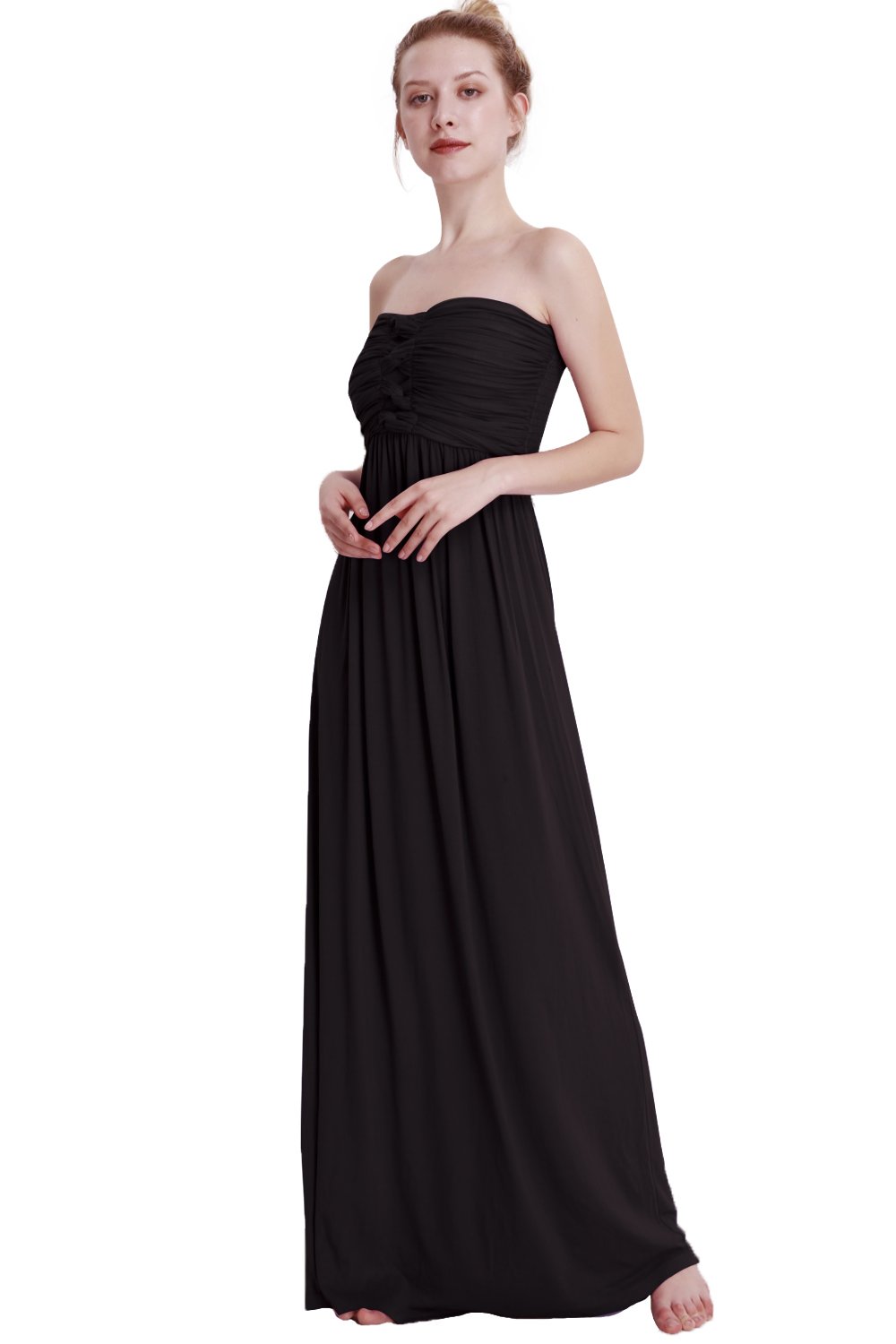 Jane Chen\'s Women\'s Summer Strapless Maxi Dresses Off The Shoulder Party Dress (Black, X-Large)