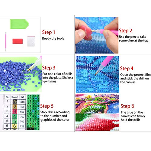 5D Diamond Painting Kit, 4 Pack Moon Pictures Full Drill DIY Diamond Rhinestone Painting Kits for Home Décor 12 X 12 Inch