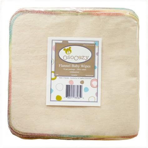 OsoCozy 100 % cotton flannel, Perfect for delicate baby skin Cloth Baby Wipes - 15 Count