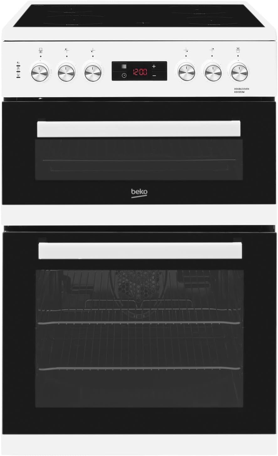 Beko KDC653W 60cm Double Oven 4 Burners Ceramic Cooker White with Programmable