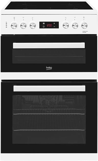 Beko KDC653W 60cm Double Oven 4 Burners Ceramic Cooker White with Programmable