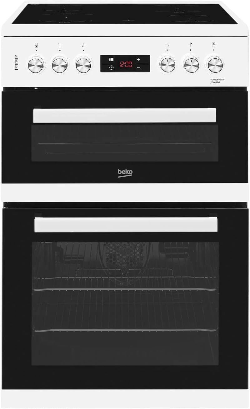 Beko KDC653W 60cm Double Oven 4 Burners Ceramic Cooker White with Programmable
