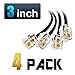 AmzPRO (4 Pack) 3 Inch Short Telephone Cord Rj11 6P4C Black