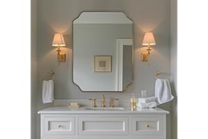 ANDY STAR Brushed Gold Mirror, 24"x32" Bathroom Vanity Mirror, Unique Rectangular Bathroom Mirror with Stainless Steel Metal Framed, Wall Mounted Decorative Mirror (Horizontal/Vertical)