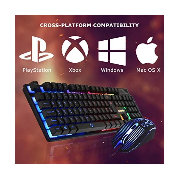 Combrite-Raptor-Gaming-Keyboard-And-Mouse-Set-With-Large-Mouse-Pad-Rainbow-LED-USB-Wired-Desktop-Combo-English-UK-Layout Combrite Raptor Gaming Keyboard And Mouse Set With Large Mouse Pad, Rainbow LED, USB Wired Desktop Combo, UK Layout, For…