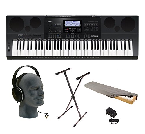 Casio WK7600 76-Key Premium Keyboard Pack with Audio Technica ATH-T200, Power Supply, Stand and Dust Cover