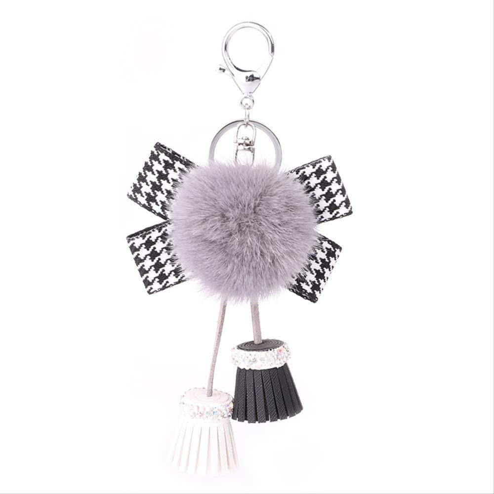 MEIHEK key ring key chain Bowknot Fluffy Mink Ball Key Chain Keychain Women Car Bag Key Ring Gift Fluffy Keyring On Bag