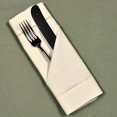 Bumblebee Linens 20" x 20" Ecru Linen Hemstitched Dinner Napkins- Set of 4- Ladder Hem Stitch Cloth Classic Napkin