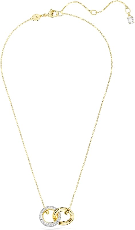 Pendente Dextera, Anello concatenato, Bianco, Placcato color oro
