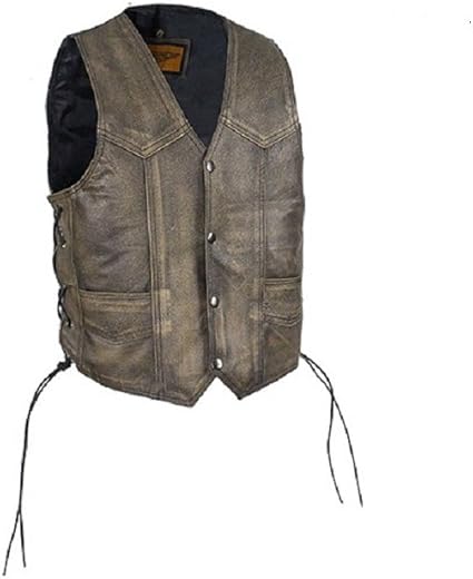 Amazon Com Kids Brown Leather Motorcycle Vest With Side Laces Medium Everything Else