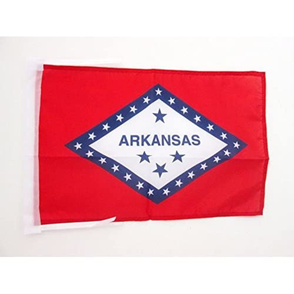 AZ FLAG - Arkansas Flag - 18'' x 12'' - 100% Polyester US state of Arkansas Small Banner with Two Cords - Fade Resistant - Vivid Colors - 18x12 in - 45x30 Cm โ image 1