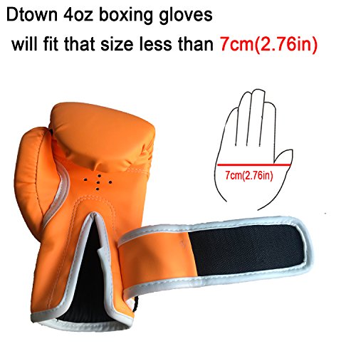 Dtown 4 Ounce Gloves for Boys Boxers,Kids Punching Gloves for Boxing Training Sparring Lightweight Orange PU Gloves for Girls Toddler Boxers - Thumbnail 5