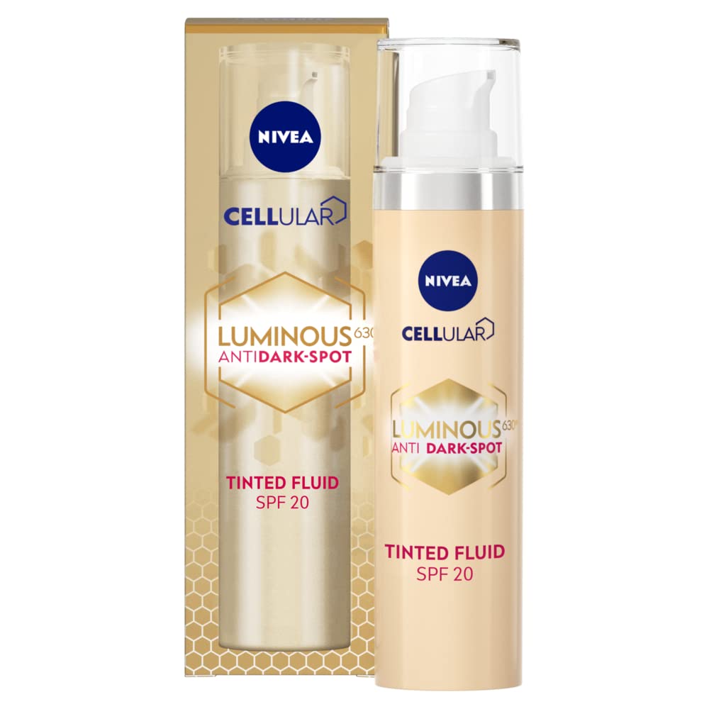 NIVEA Cellular LUMINOUS 630 Anti-Dark Spot Tinted Fluid SPF 20 Double Corrector (40ml), Correcting Dark Spot Cream, Facial Concealer for Luminous Skin