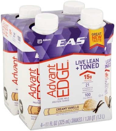 EAS AdvantEDGE Carb Control Ready-to-Drink Shake, Creamy Vanilla, 11 fl oz (Pack of 4)