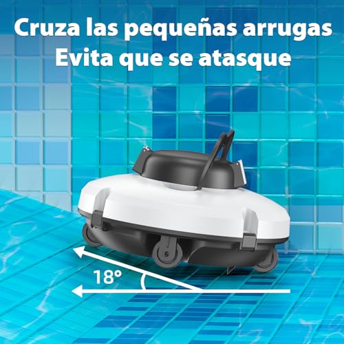 Redkey Upgrade S100 Robot Pool Cleaner Without Cable, 200 Minutes of Autonomy, Climbs 18° Slopes, Double Motor, Automatic Stop, Automatic Pool Cleaner for Pools up to 120㎡