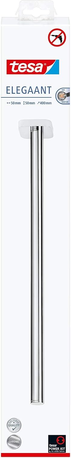 tesa ELEGAANT Towel Holder, Wall-Mounted, One-Arm Towel Holder in Stainless-Steel Design, Single Hand Towel Rail, Waterproof - Image 3