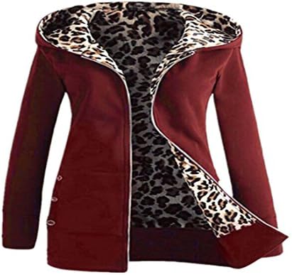 Plus Velvet Coat Women,Moonuy Ladies Girl Leopard Zipper Thicker Hooded Sweatshirt Long Sleeve Winter Autumn Solid Overcoat Fashion Daily Casual Outwear Jacket Parka