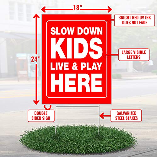 image for Accelerated Intelligence Inc. Slow Down Kids Live & Play Here Yard Sig