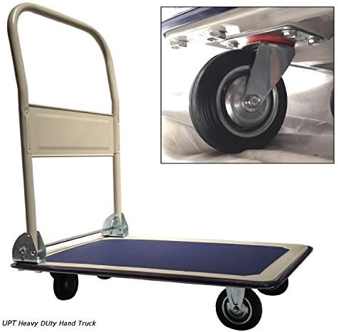 UPT Platform Truck Push Cart - Folding Collapsible Warehouse Retail Store Shopping Dolly - 330 Lbs Capacity Metal Wheels by UPT