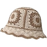 Crochet Bucket Hat for Women Knit Handmade Foldable Cap Casual Fisherman Caps Knitted Hats
