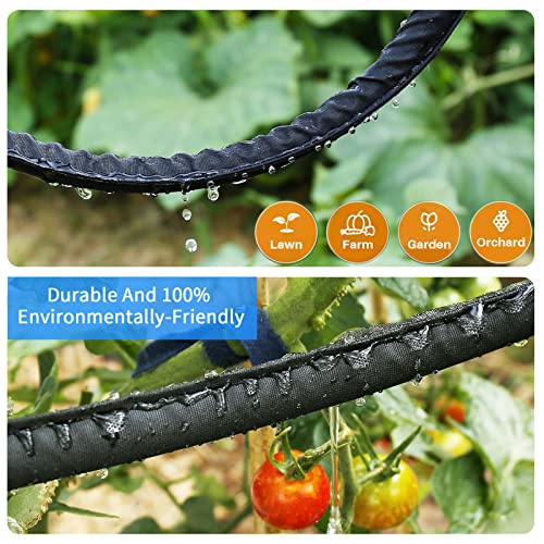 Hlinker Flat Soaker Hose 100 FT for Garden Beds, 50Ft 2Packs 1/2" Linkable Consistent Drip Irrigation Hose Save 80% Water, Leakproof Heavy Duty Double Layer Sprinkler Hose