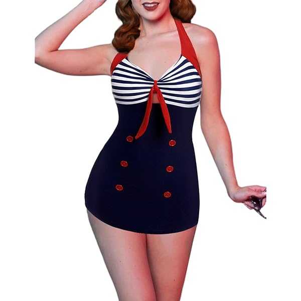 DIOWW Nautical Swimsuits for Women - S-4XL Chic Striped