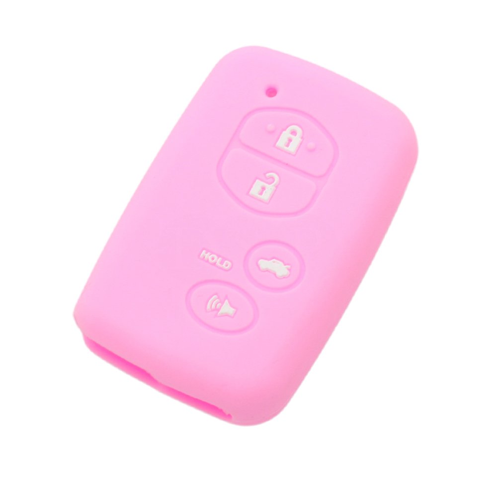 BROVACS Silicone Cover Protector Case Holder Skin Jacket Compatible with TOYOTA Avalon RAV4 Camry Venza Prius 4 Button Smart Remote Key Fob CV2405 Pink