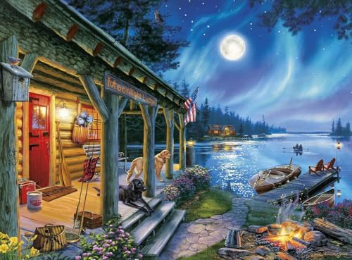 Buffalo Games - Darrell Bush - Moonlight Lodge - 1000 Piece Jigsaw Puzzle For Adults -Challenging Puzzle Perfect for Game Nights - Finished Size is 26.75 x 19.75