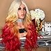 ❤️ Sunbona Curly Wigs for White Women Long Curly Straight Wavy Synthetic Full Hair Wig Pink Purple Cosplay Natural (Red)