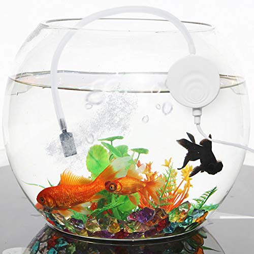 Aquarium Air Pump Ultra Silent Mini Air Bubbler 1.0 Watt Super Energy Saving Fish Tank Pump with Air Stone and Silicone Air Tube, White