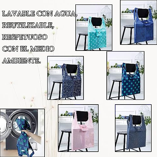 12PIEZAS Bolsas de la Compra Ecológicas, Bolsas de la Compra Portátiles Gran Capacidad Colsas Impermeables Bolsas de la Compra Plegables Supermercado