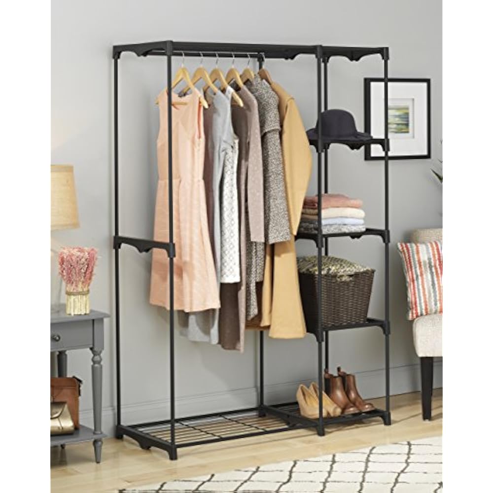 Whitmor Freestanding Portable Closet Organizer Heavy Duty Black Steel