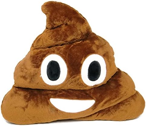 EmojiGiftWorld Plush Smiling Poop Emoji Pillow | Round Poo Emoticon Cushion Pillow 13 x 11.5 x 3.5” | Poop Face Decorative Stuffed Toy Throw Pillow | Gag Gift Idea, Gift for Kids, Funny Gift