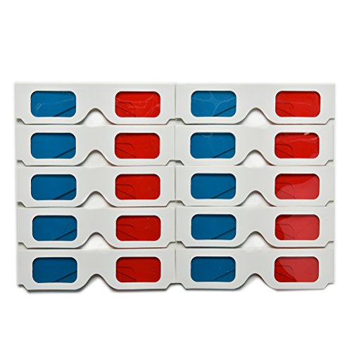 Ioffersuper 10Pc X Universal Anaglyph Cardboard Paper Red Blue Cyan 3D Glasses for Movie