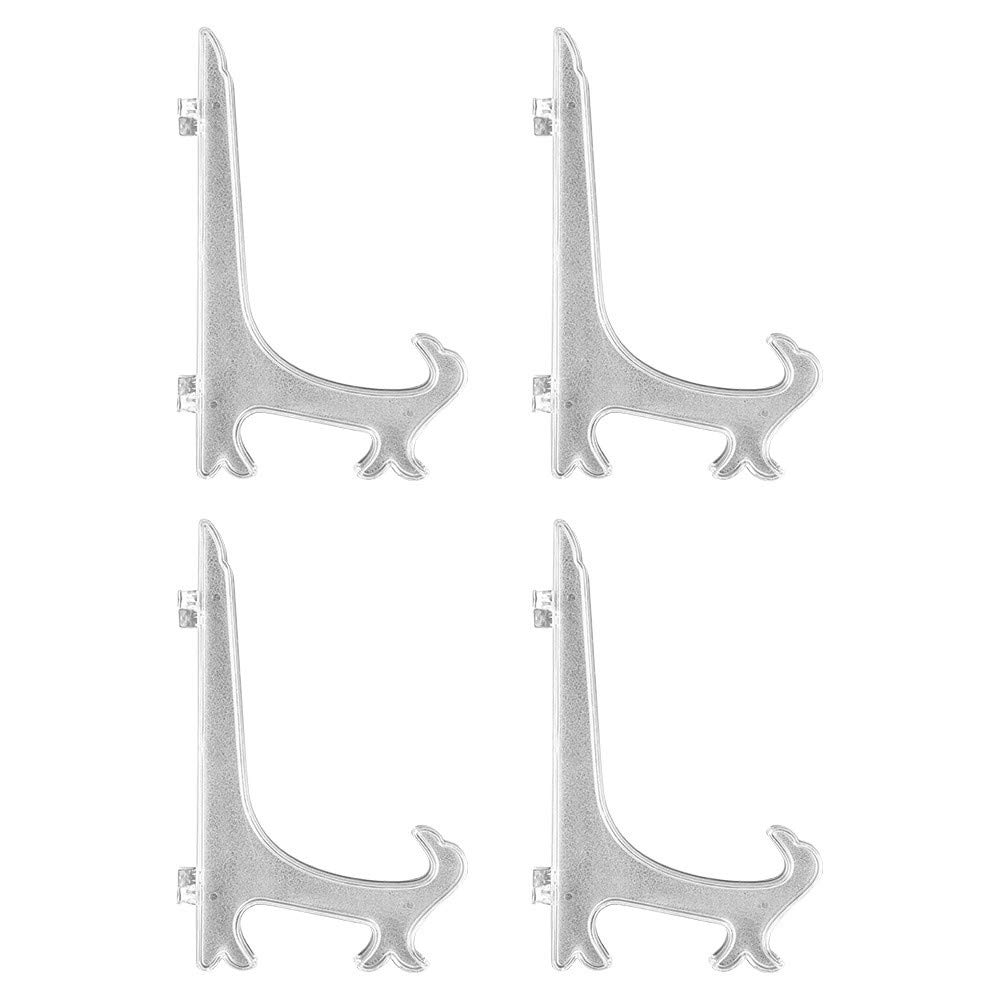 Ideen mit Herz Easels for Frames & Pictures | Plastic | Foldable | Transparent Clear | Also Ideal as a Plate Stand, Plate Stand, Book Stand, Book Holder (21.8 x 14.5 cm, Pack of 4)