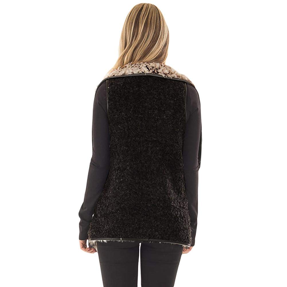 eachbid women's casual double face fleece lightweight warm vest jacket with pockets black