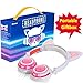 Qiwoo Kids Headphones with Cat Ear USB Rechargeable Adjustable LED Light Up Wired Over Ear Headphones 85dB Volume Limited Compatible for iPad Tablet for Easter Theme Party Favor (2-Pink)