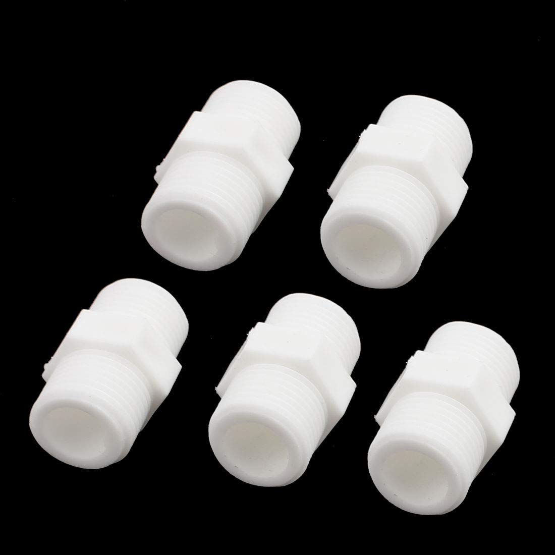 sourcing map 5pcs 1/2" to 1/2" Male Thread PVC-U Pipe Fitting Hex Nipple Straight Couplers