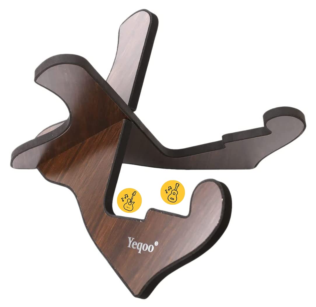 Yeqoo(R Classic Acoustic Guitar/Ukulele/Kalimba Wooden Stand holder (2021 New for Guitar, Black)