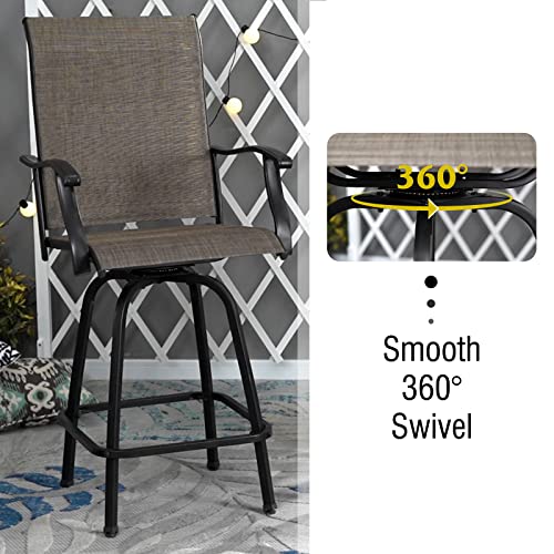 MFSTUDIO 2 PCS Outdoor Swivel Bar Stools, Patio Bar Height Chair
