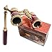 HQRP Opera Glasses/Binoculars w/Crystal Clear Optic (CCO) 3 x 25 in Burgundy Color with Golden Trim, Built-in Extendable Handle and Red Reading Light